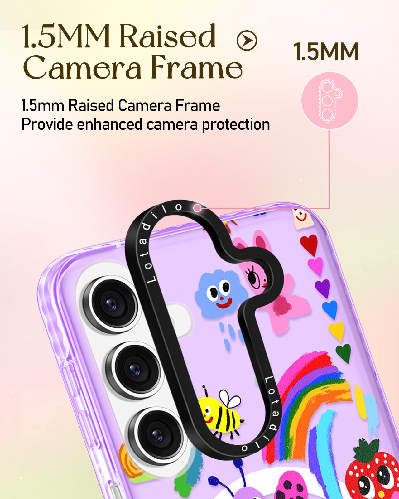 Lotadilo Cute Case For Samsung Galaxy A16 For Women Girls - Funny Crayon Drawing Design Compatible With Magsafe Magnetic Ring Ho