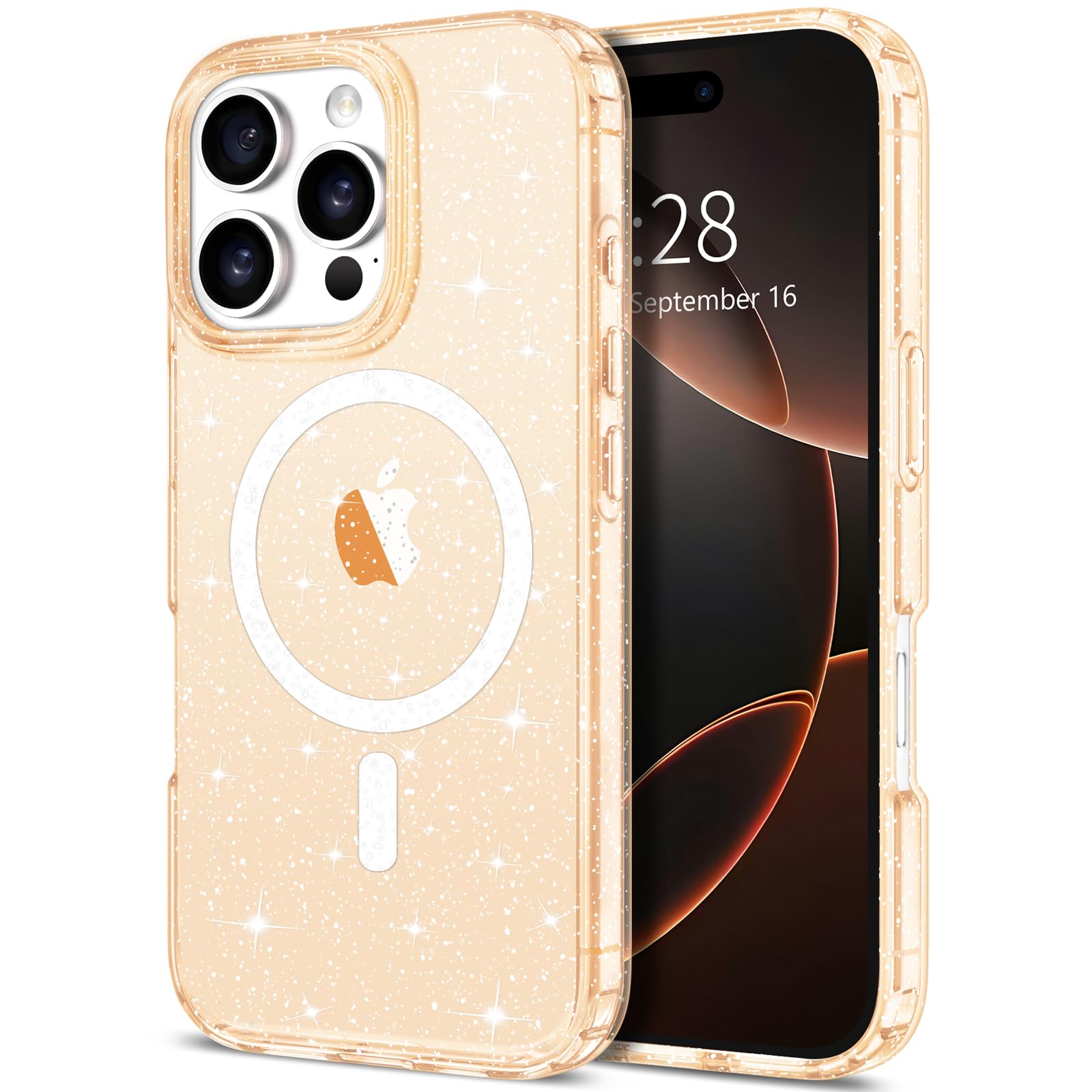 Hython for iPhone 16 Pro Case Glitter, Clear Glitter Sparkly Shiny Bling Sparkle Cute Cover, Anti-Scratch Soft TPU Thin Slim Fit