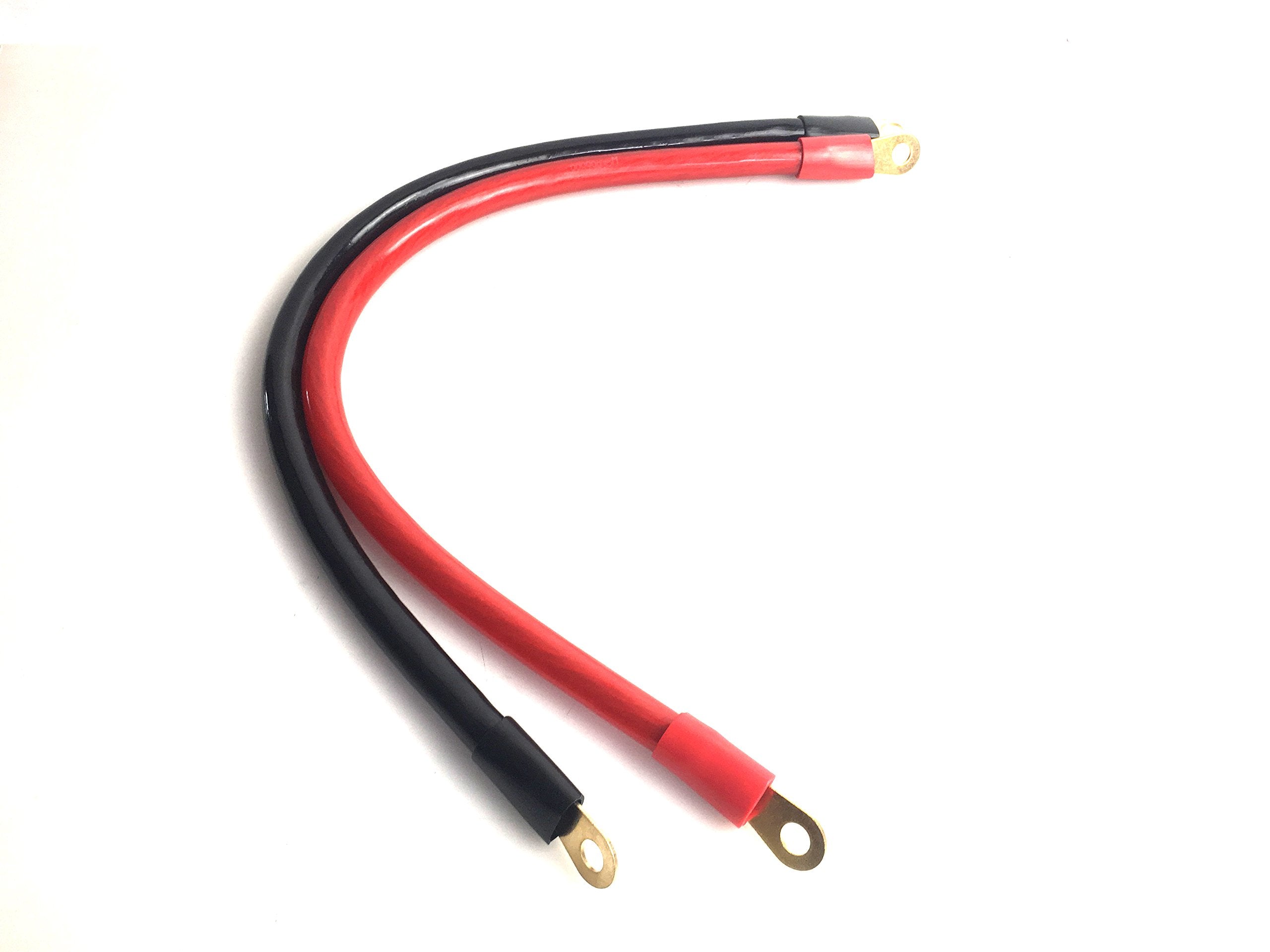 2/0 Awg Battery Cable 2 Feet Length With Gold Plated Terminal Lugs High Conductivity Terminal Ideal For Car, Boat Battery,Solar