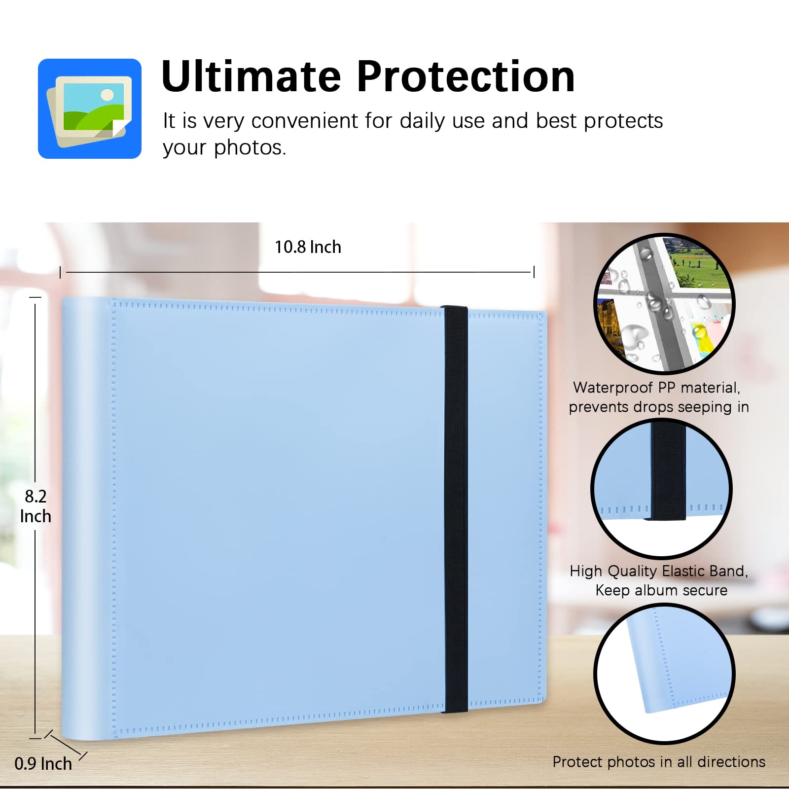 160 Pockets Photo Album For Fujifilm Instax Wide 300 Camera, For Polaroid 600 Photo Album, Albums For Polaroid Now+ Now Onestep2 Onestep+ 600 Instant Film Camera, Pop Lab Instant Print Camera (Blue)