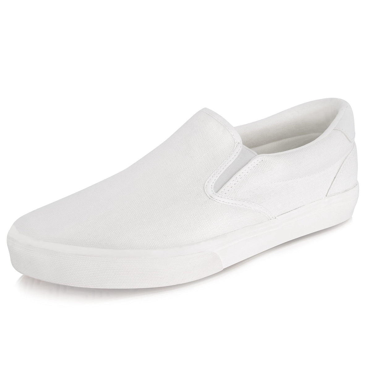 Mens Caual Slip On Shoes White Canvas Walking Shoes Loafers Laceless Fashion Sneaker With Memory Foam Insoledurable Rubbersoft M