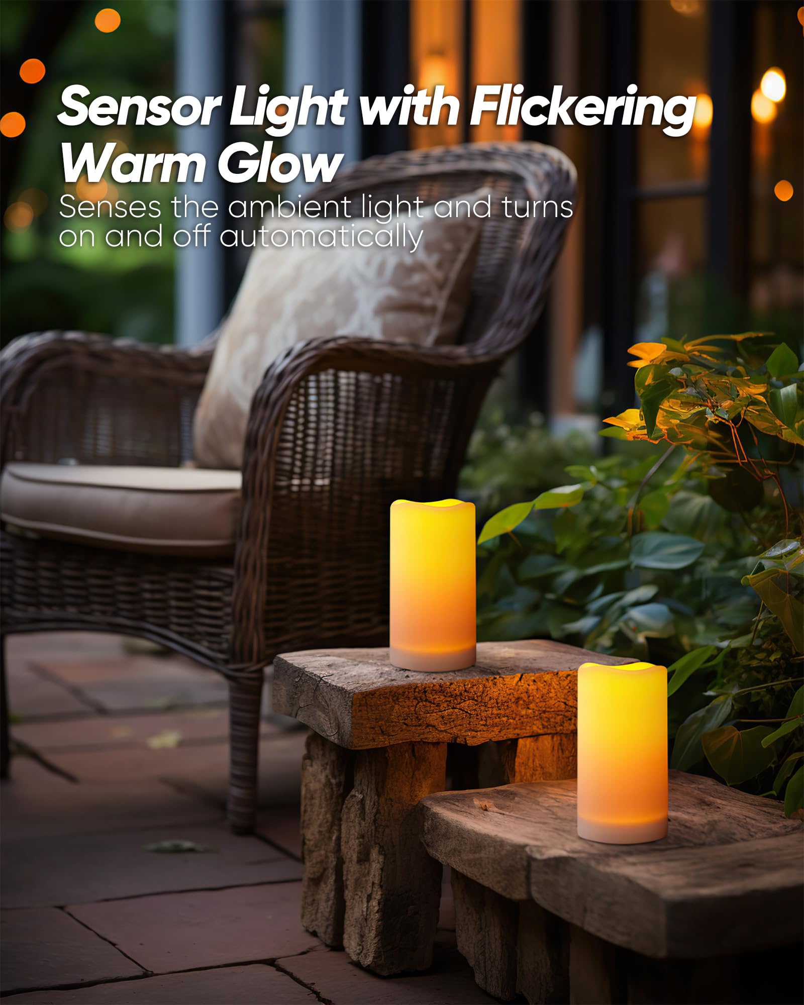 Homemory Solar Candles Outdoor Waterproof, Rechargeable Candles, Solar Powered Flameless Candles For Outdoor, Lanterns, Sensor O