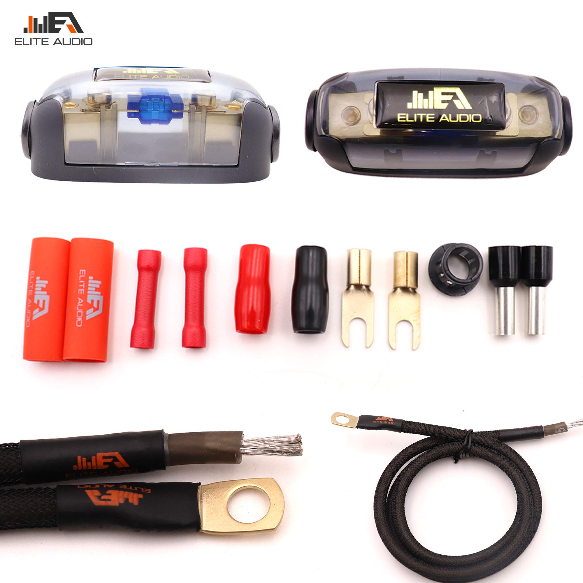 Elite Audio EA-PROK8 Amplifier Wiring Kit - 2500W, 8 Gauge Oxygen Free Copper, Gold