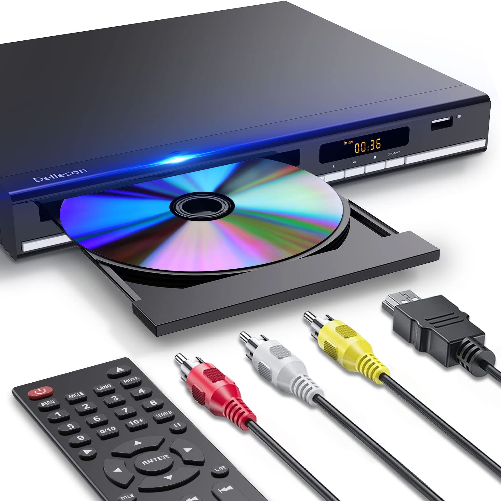 Dvd Player, Hdmi Dvd Players For Tv With Microphone & Usb Input, All Region Free Disc Player, Support Ntsc/Pal System Hd 1080P W