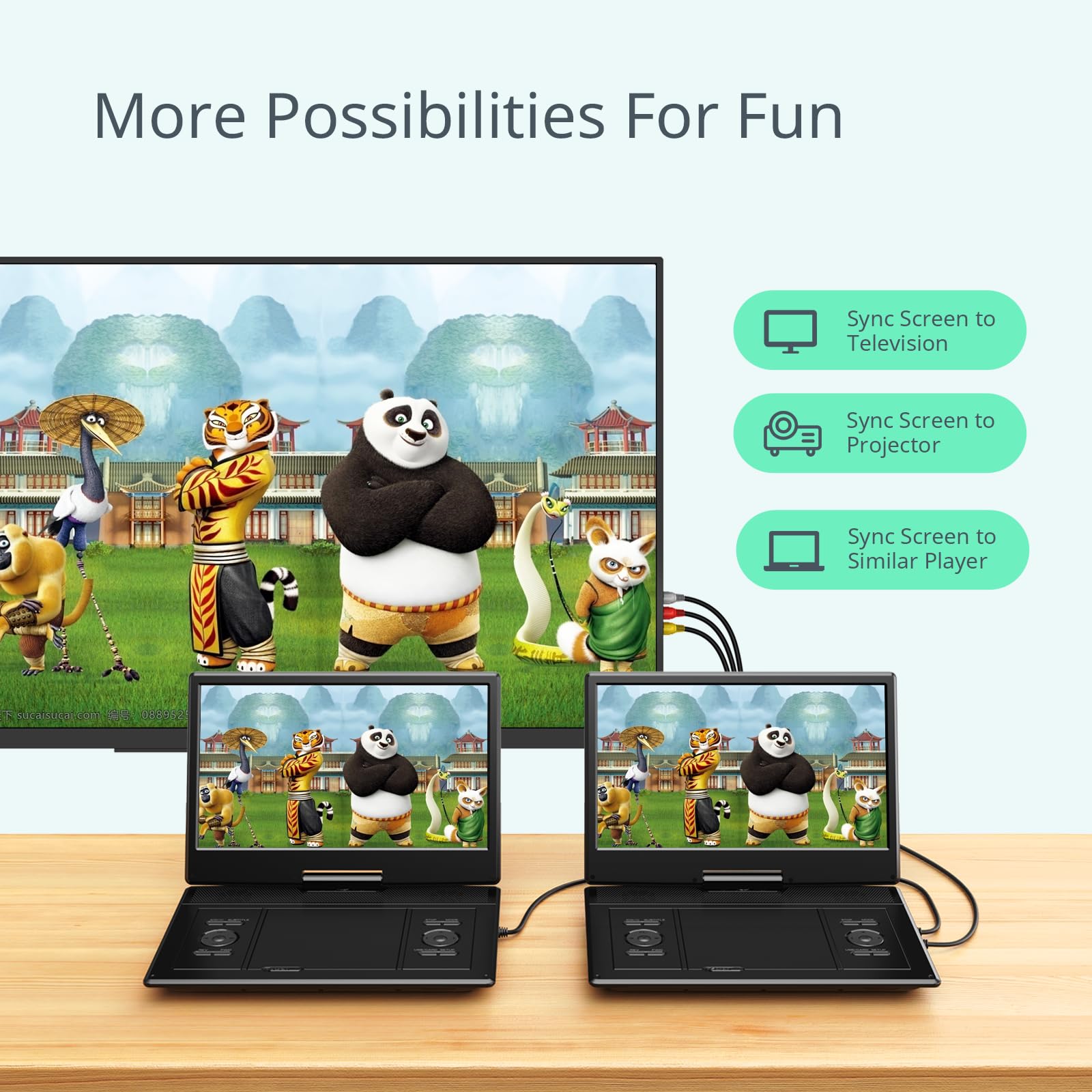 Yoton 16.5' Portable Dvd Player With 14.5' Hd, 4 6 Hours Working Time With Built In Battery, Swivel Screen, Dual Stereo Speakers, Usb, Sd, Av, Audio,Gamepad Support, Not Support Blu Ray