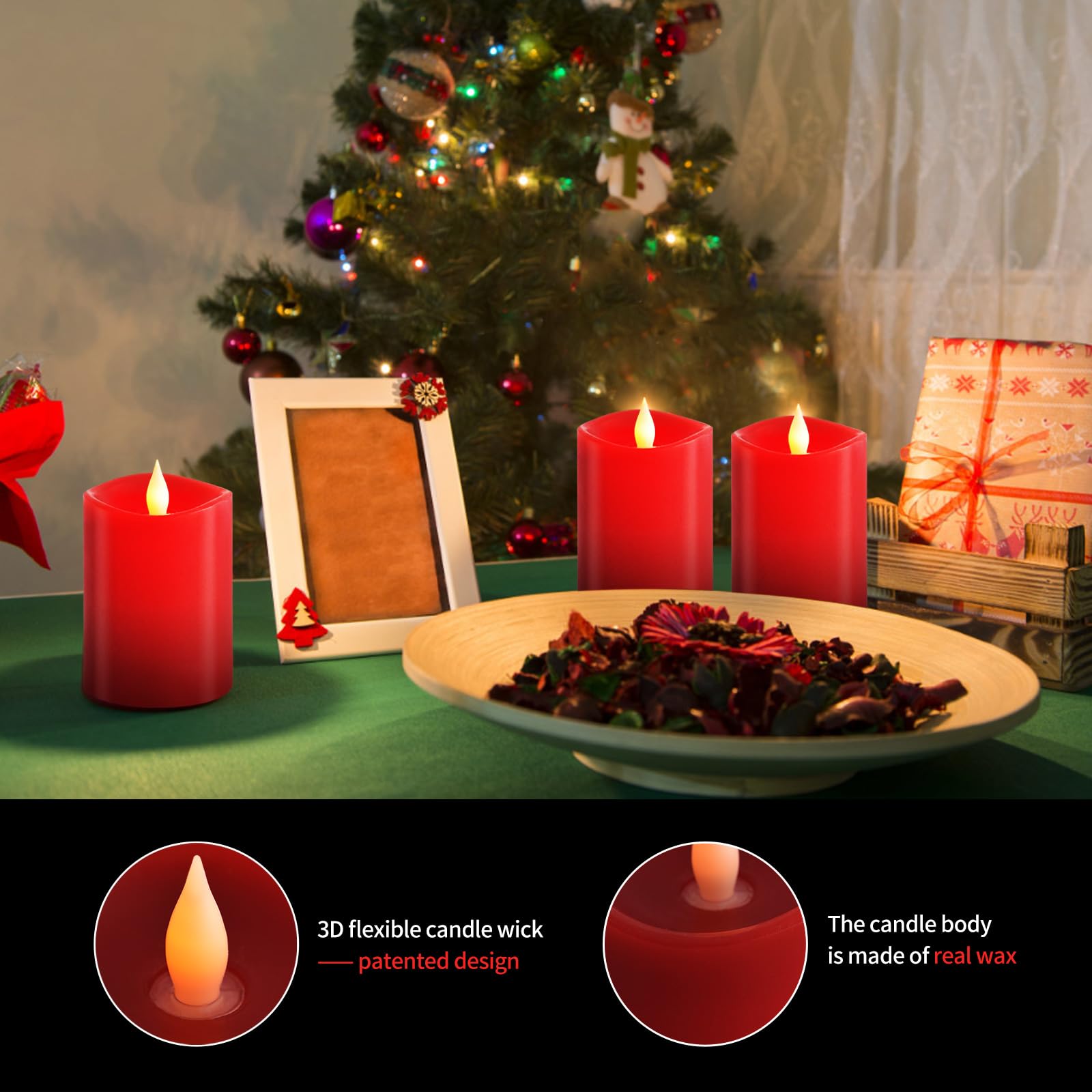 Asldoiweh 3X4 Flickering Flameless Candles Set Of 3, 2Aa Battery Life 600 Hours Battery Candles Flickering With Timer,4 Inch Fla