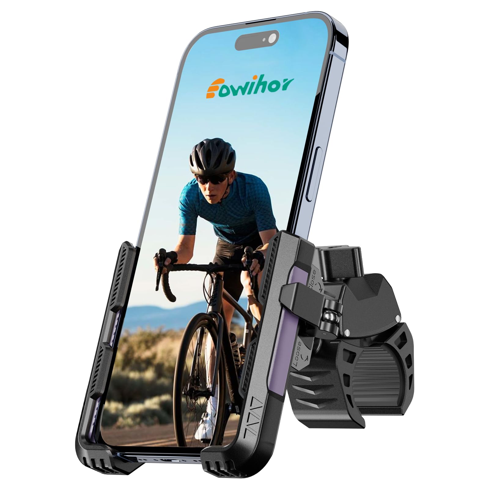 Eowihor Motorcycle Phone Mount Holder, 2025 New Bike Phone Holder, 360 Rotation Bicycle Scooter Phone Clip, Universal Phone Moun