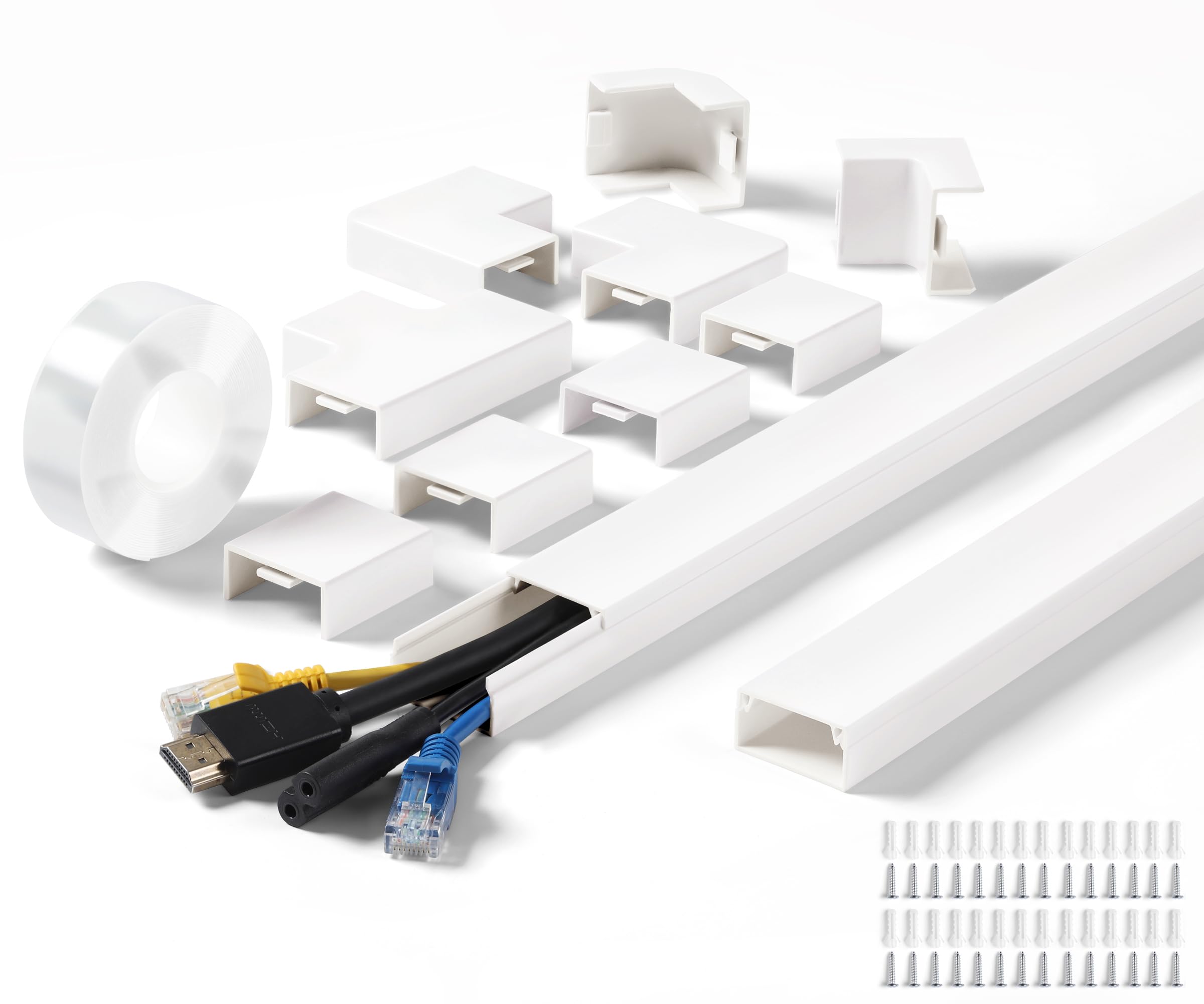 220In Wall Cord Hider Kit, Lzeoy Large Capacity Wire Hider For Cords, White Cable Cover Wall Kit, Paintable Hide Tv Cords For Wa