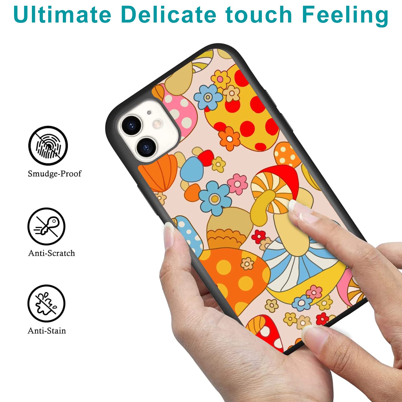 Unnkine Cute Flower Case For Iphone 13 Pro Max Girls Women Colorful Mushroom Design Soft Tpu Hard Back Shockproof Anti Scratch P