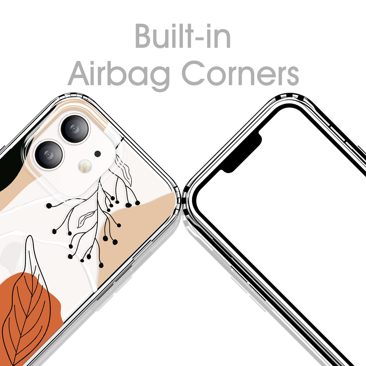 Gyzya Case For Iphone 12 And Iphone 12 Pro 6.1 Inch Case Clear With Design, Soft Slim Tpu Cover + Hard Pc Bumper Of Shockproof P