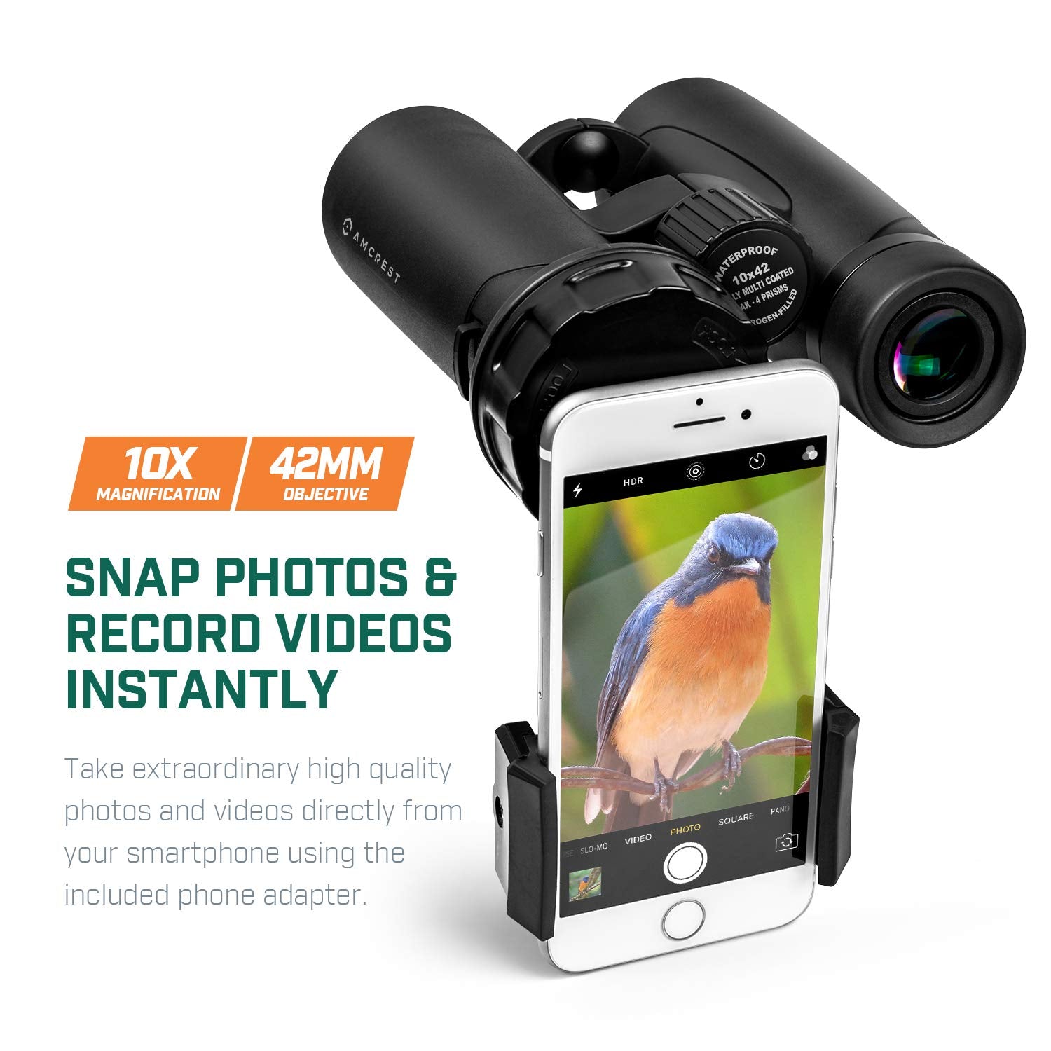 Amcrest 10X42 Roof Prism Binoculars For Adults, Hd Professional Binoculars For Bird Watching, Travel, Stargazing, Hunting, Conce