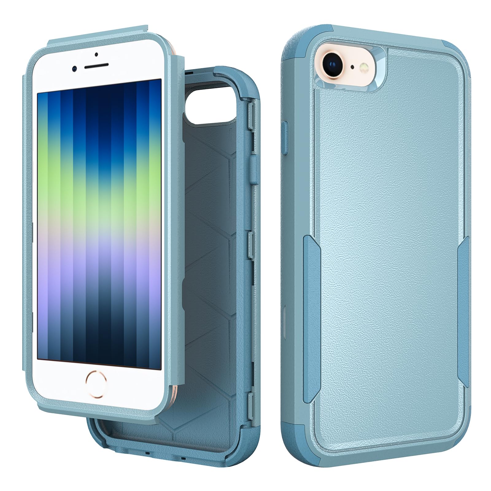 PinLiSheng iPhone SE 2022/iPhone SE 2020/iPhone 8/7 Case, [Military Grade Drop Protection] 3 LayerTough Rugged Heavy Duty Full-B