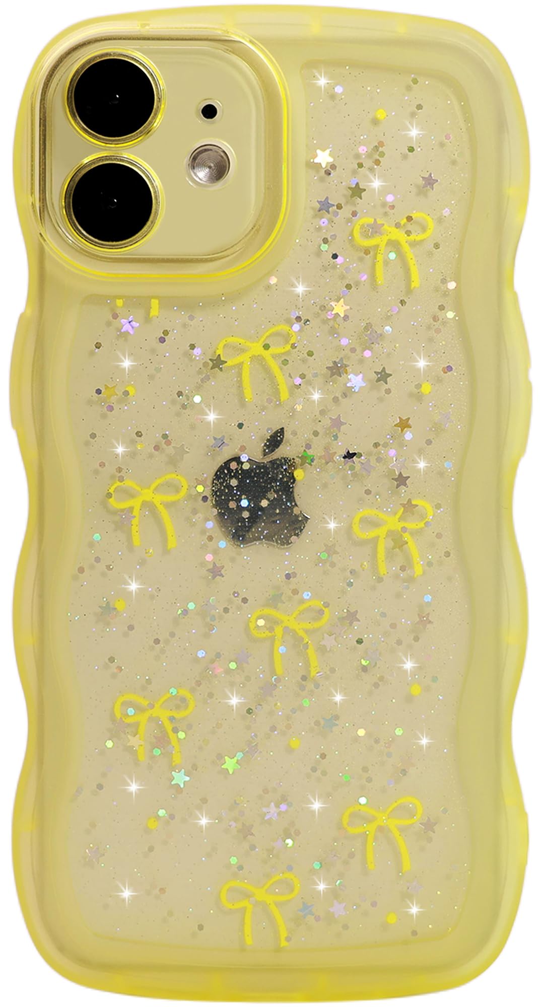 Qokey for iPhone 12 Mini Case 5.4, Glitter Star & Curved Edge Handle Grip Design, Military-Grade Shockproof Clear TPU Cover, Spa