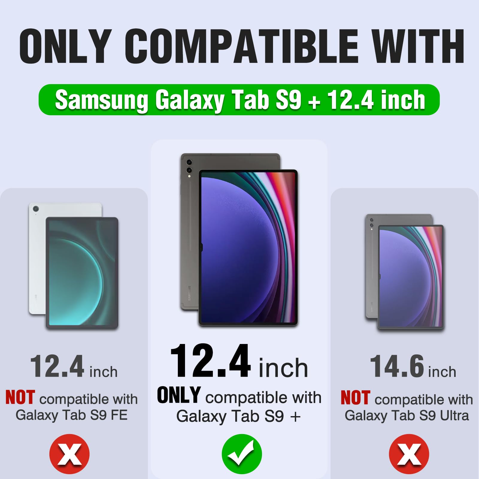 Nillkin For Samsung Galaxy Tab S9+ Plus Case With Keyboard 12.4'', Detachable Backlit Keyboard Case With Slide Camera Cover/Mult