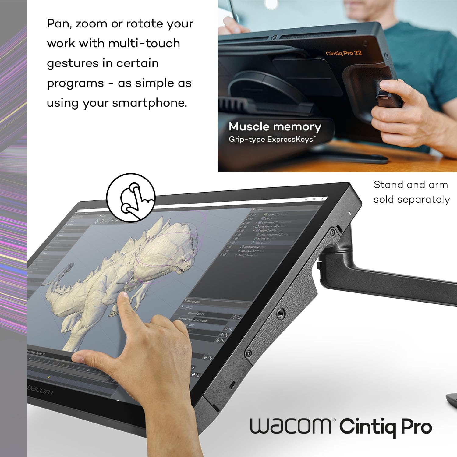 Wacom Cintiq Pro 22 Drawing Tablet With Screen, 21.5 Ultra Hd 4K Touchscreen Display Graphic Arts Tablet With Pro Pen 3, Profess