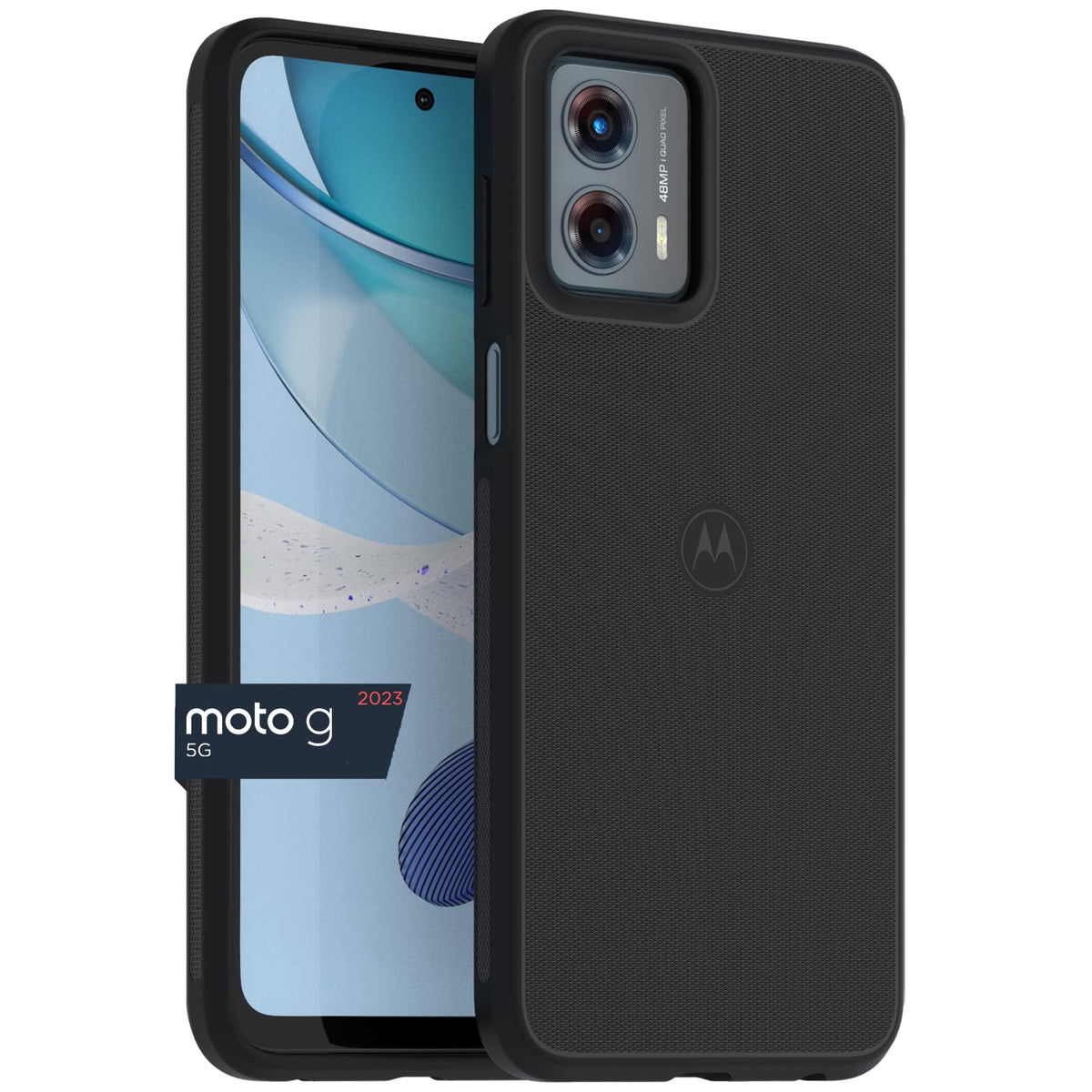 Motorola Moto G 5G (2023) Textured Protective Case  Black   Precision Fit Shock Absorbing Cases For Enhanced Phone Grip, Style,