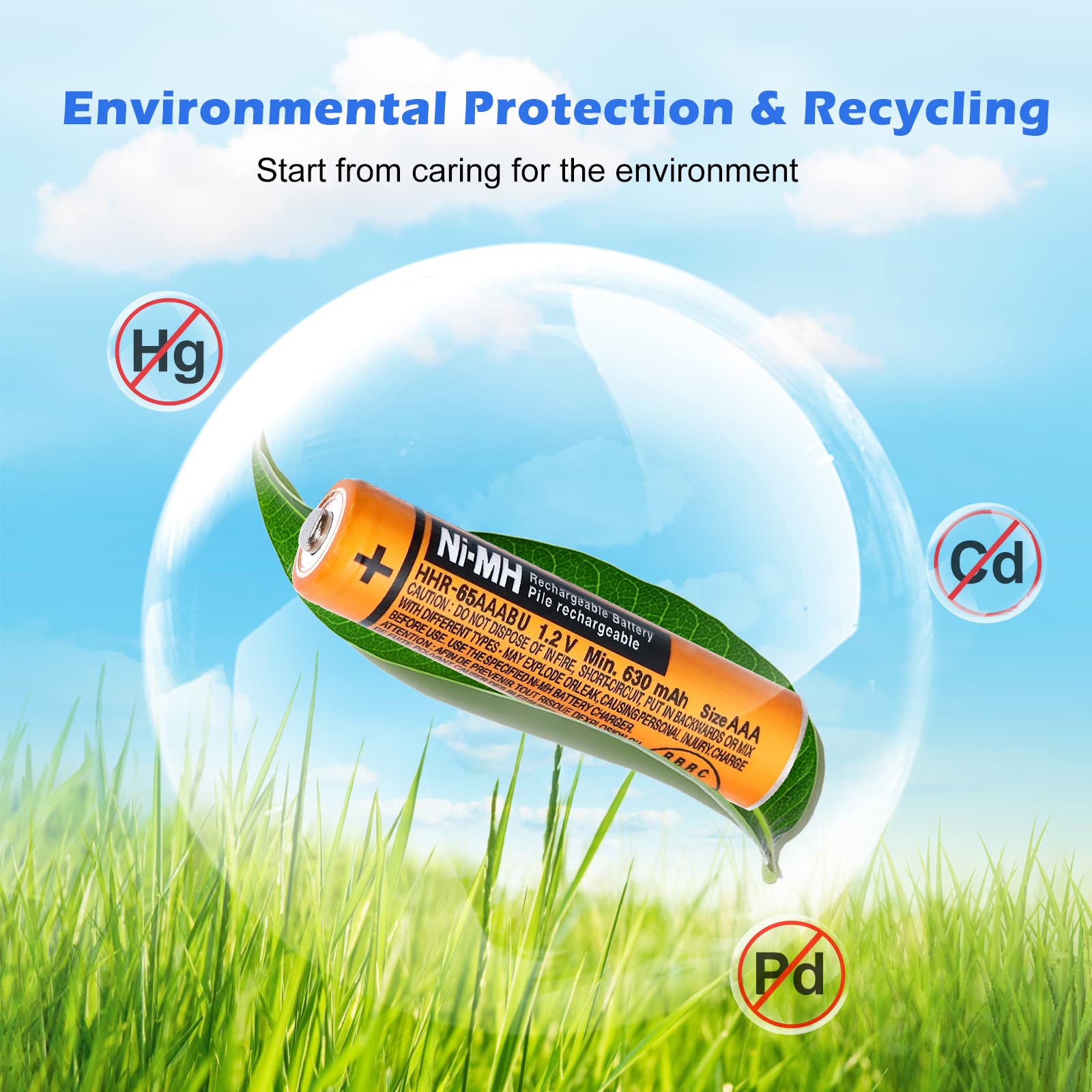 Eocik Hhr 65Aaabu Ni Mh Aaa Rechargeable Battery For Panasonic 1.2V 630Mah Aaa Rechargeable Battery For Cordless Phones (630 8Pc