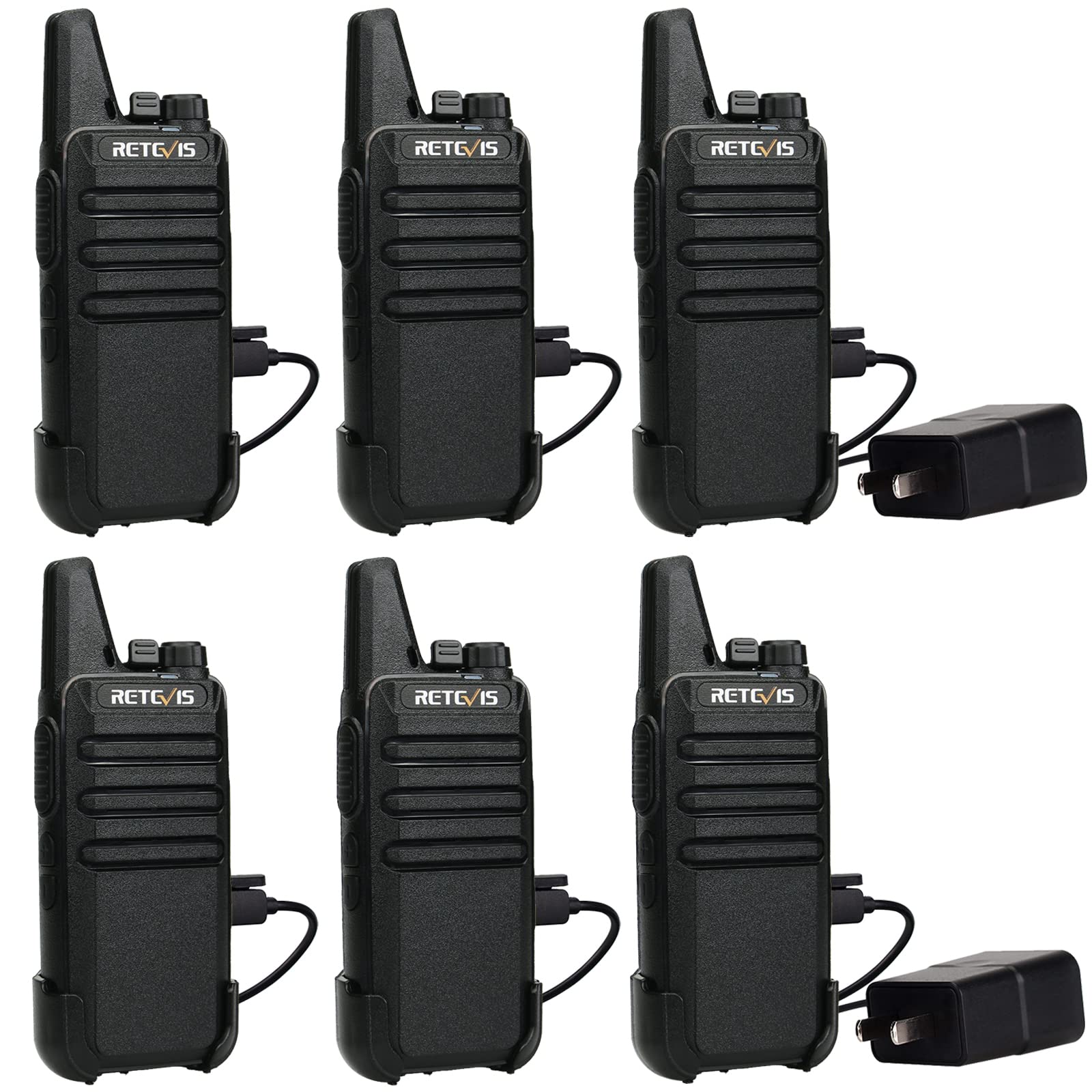 Retevis Rt22 Walkie Talkies For Adults, Two Way Radios Long Range Rechargeable, Vox Handsfree, Mini Compact Walkie Talkie With Type C Charger, For School Church Restaurant (6 Pack)