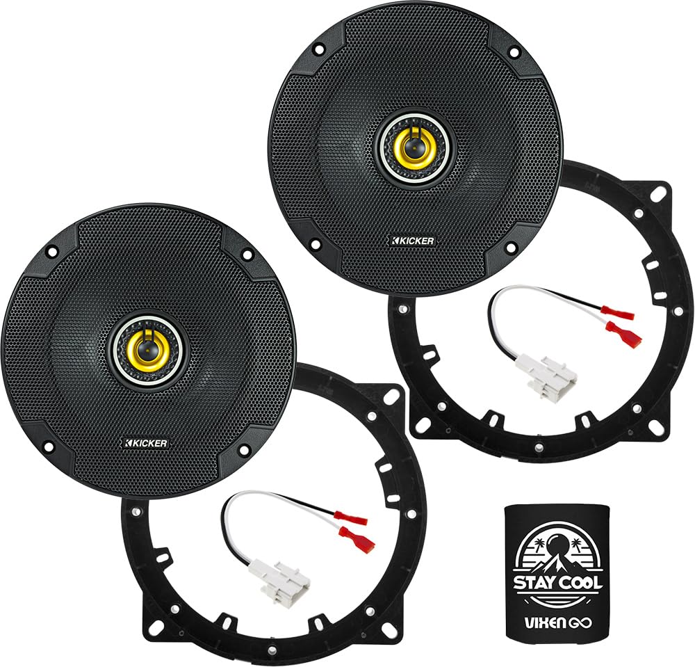 KICKER Front/Rear Door 6.75 Speakers Kit for Hyundai Santa Fe 2019-2023 Upgrade Kit - Pair of CS Series 6 3/4 Inch Coaxial Speak