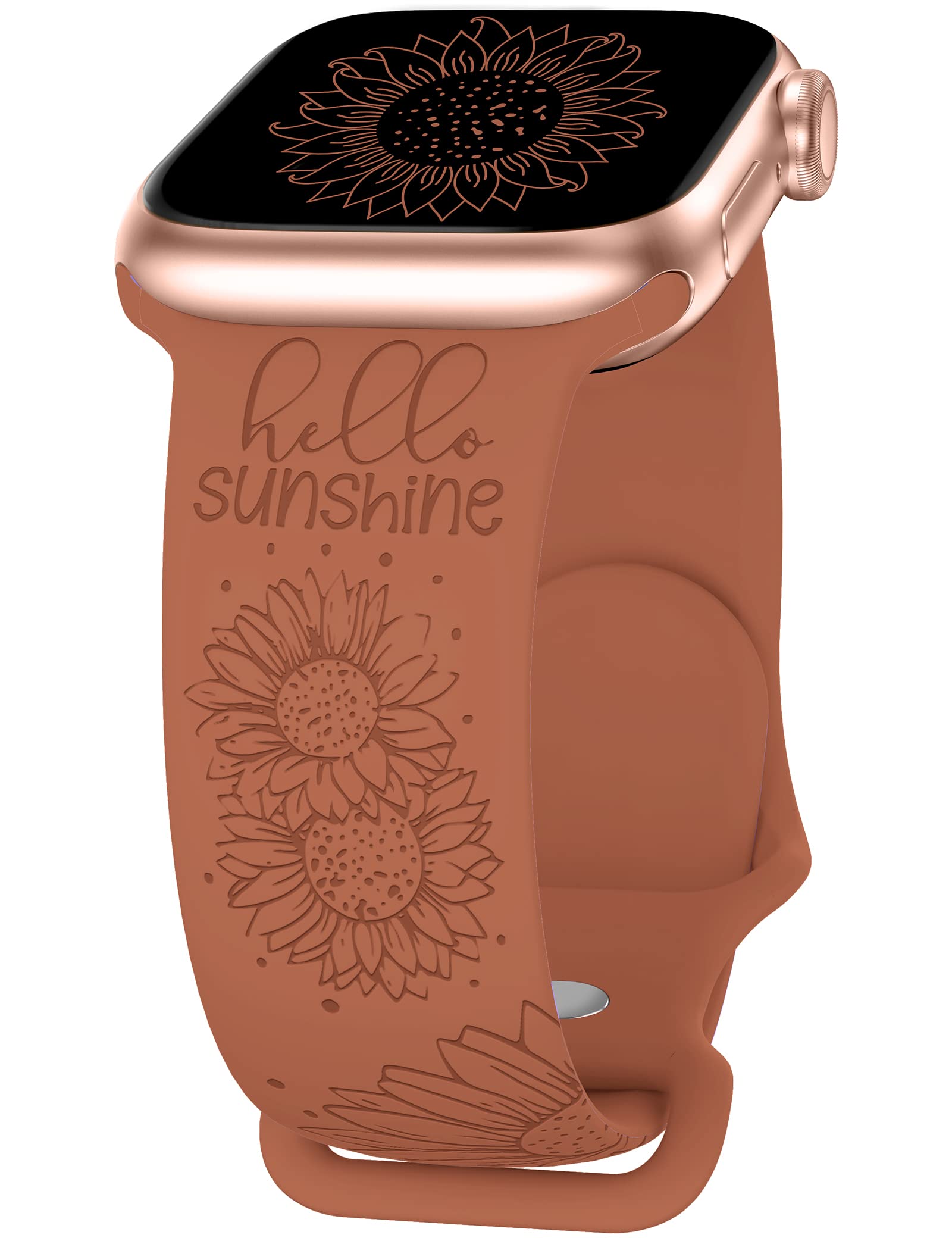 Toyouths Sunflower Engraved Band Compatible With Apple Watch Bands 41Mm 40Mm 38Mm Women Girls, Floral Lace Fancy Fashion Stretch