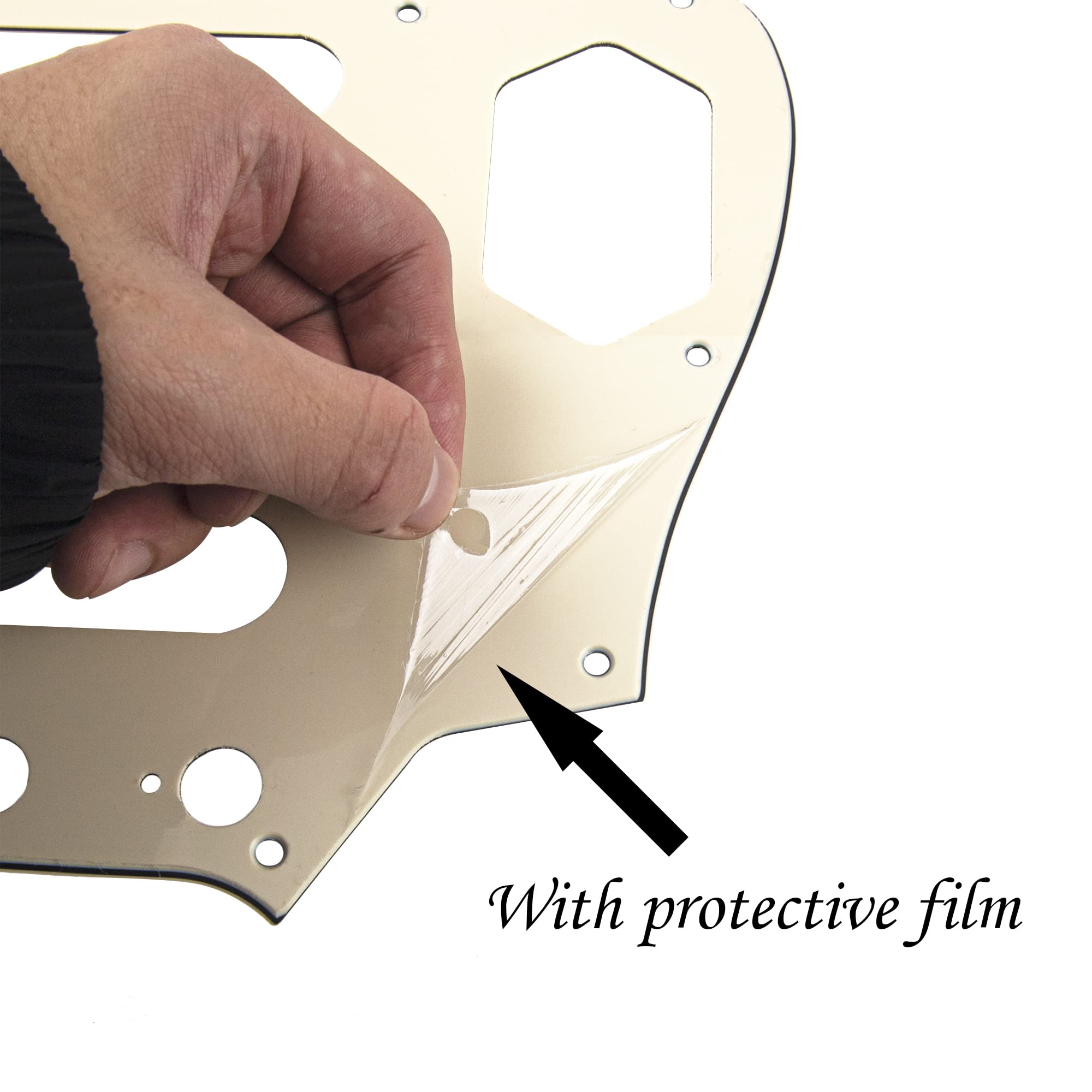 1Pcs Yootones 10 Hole Vintage Style Guitar Pickguard Compatible With Fender American Jaguar (3Ply Cream)