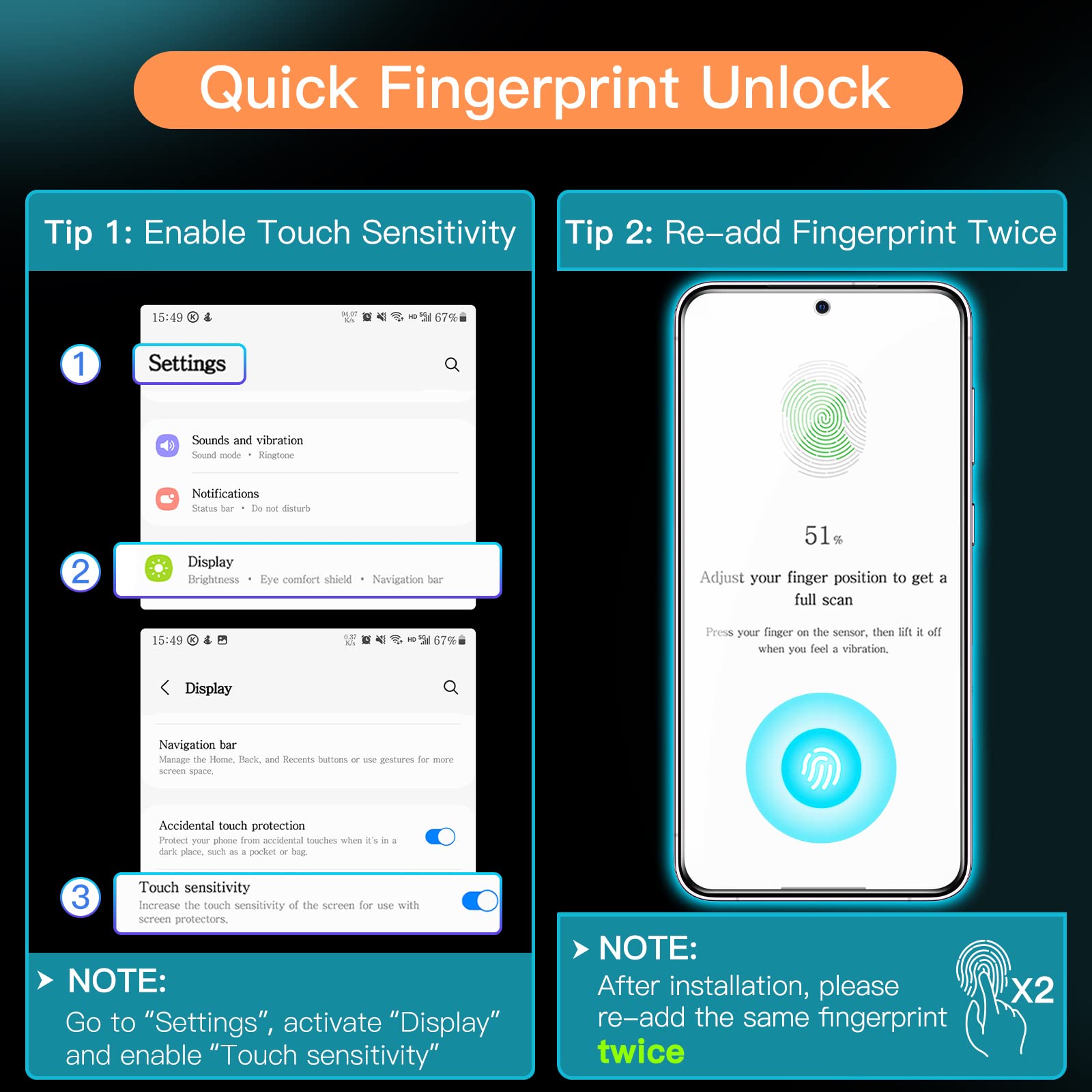 Jetech Screen Protector For Samsung Galaxy S23+ / S23 Plus 5G 6.6 Inch, Tempered Glass Film, Fingerprint Id Compatible, Hd Clear