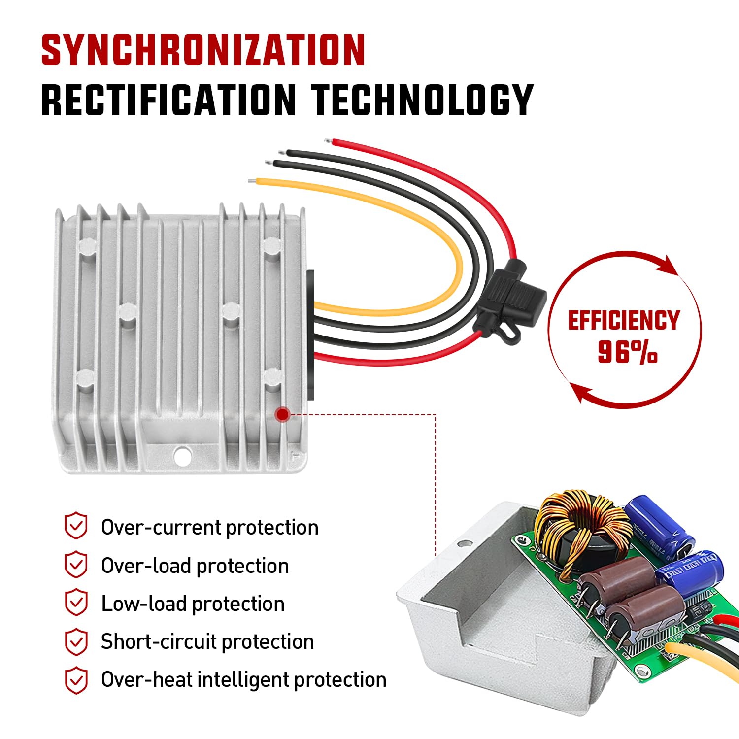 Nilight 48V/36V to 12V Voltage Converter 240W 20A Waterproof DC-DC Regulator for Golf Cart & Scooters