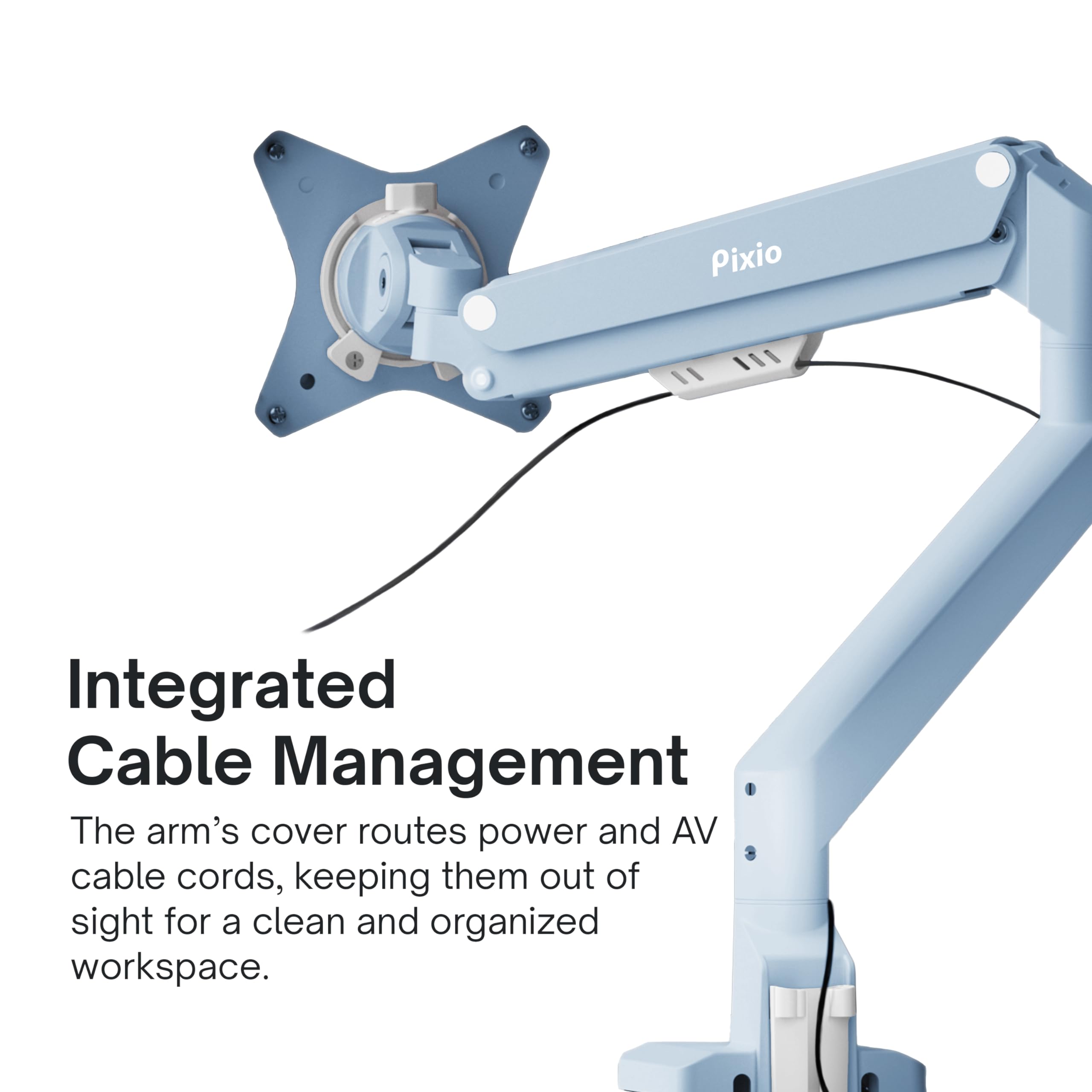 Pixio Ps1S Wave Blue Single Monitor Arm Stand Desk Mount   Fits Up To 32 Inches Monitors And Up To 19.8Lbs. Vesa Compatibility And Integrated Cable Management