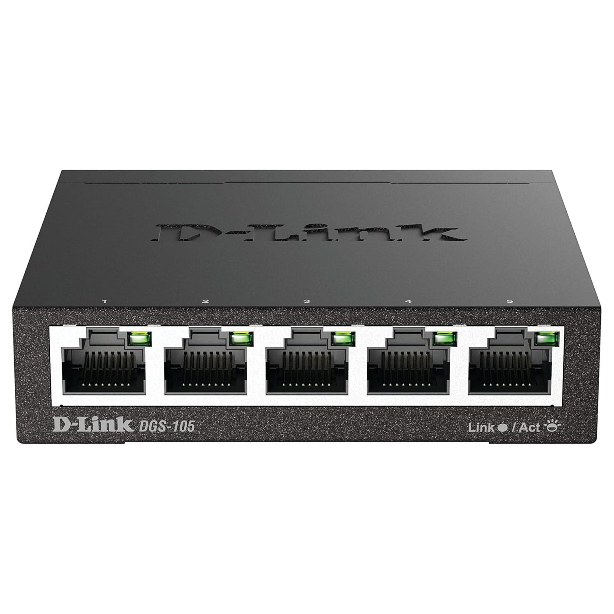 D Link Ethernet Switch, 5 Port Gigabit Unmanaged Metal Desktop Plug And Play Compact (Dgs 105),Black