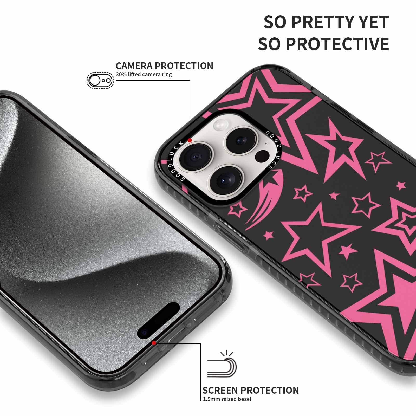 Rumdey 2 Pack Cute Clear Star Phone Case For Iphone 16 Pro 6.3 Inch, Aesthetic Trendy Soft Slim Fashion Protective Shockproof Tp