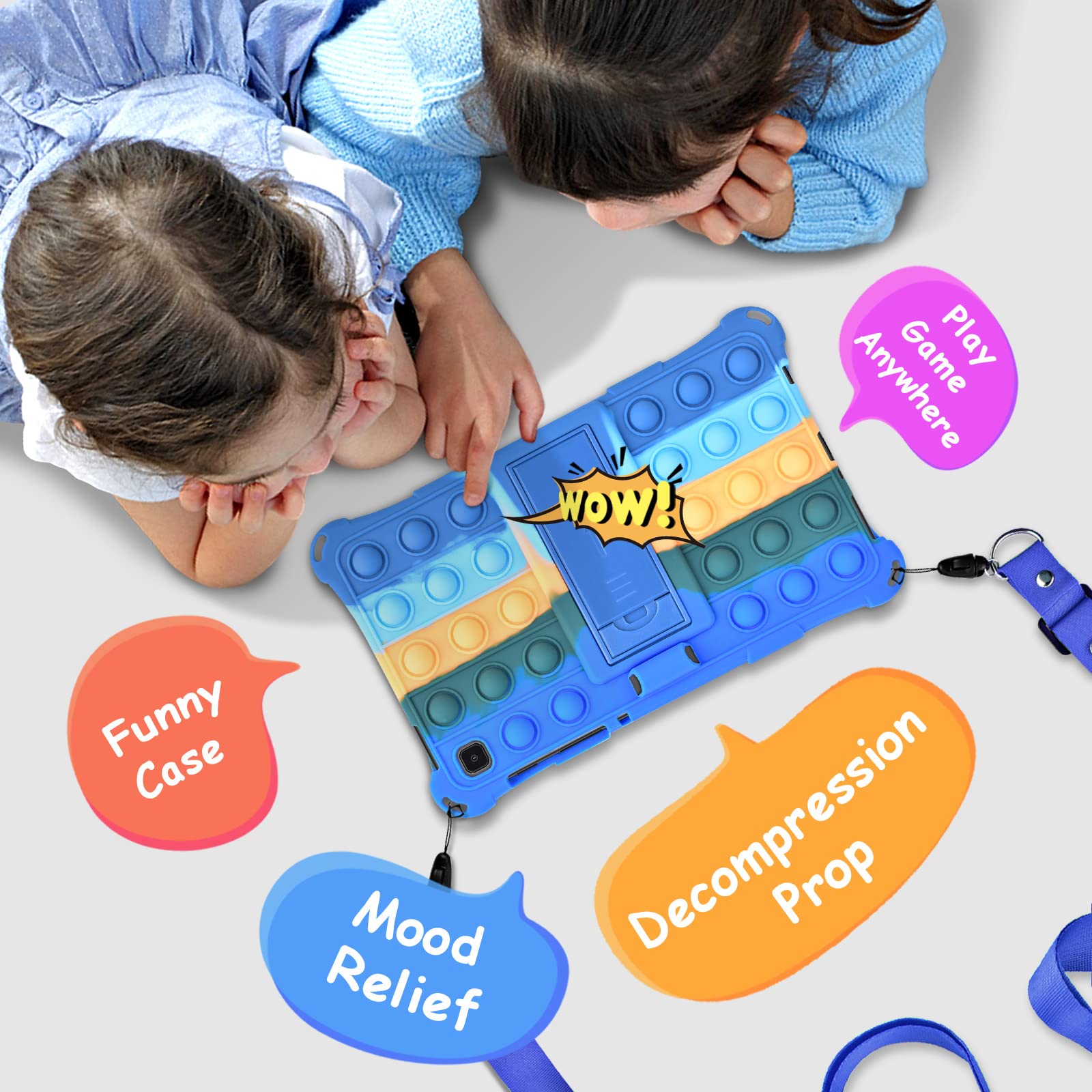 Detuosi Color Silicone Case For Samsung Galaxy Tab A7 Lite 8.7 2021 (Sm T220/T225/T227U) With Pen Holder, Soft Anti Stress Prote