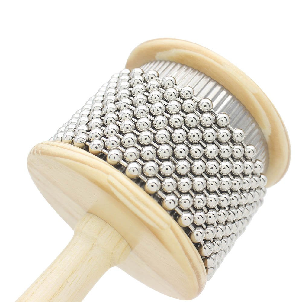 Mowind Wooden Cabasa Hand Shaker Percussion Instrument With Metal Beads For Classroom Band 3.4'' Size