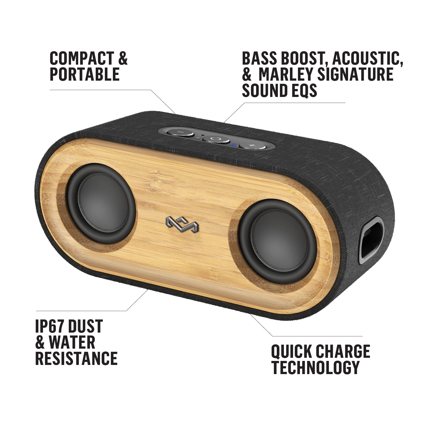 House Of Marley Get Together 2 Mini: Portable Speaker With Wireless Bluetooth Connectivity, 15 Hours Of Playtime And Sustainable