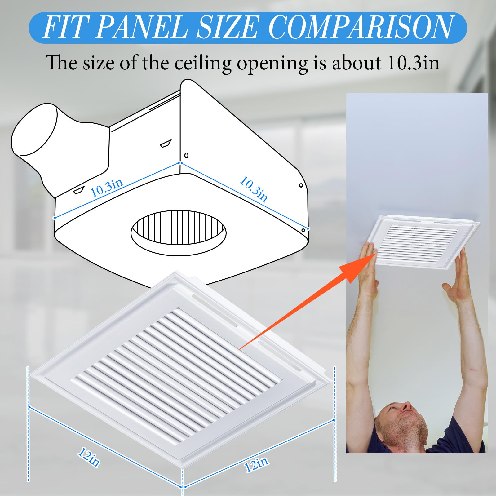 Baquler 2 Pcs 12 X 12 In Bathroom Vent Cover With Springs Bathroom Ceiling Fan Grille Wall Mount Exhaust Fan Cover Bath Fan Cove