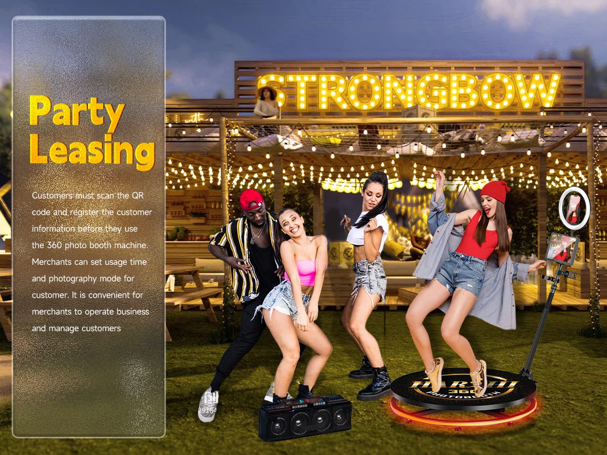 Harzhi 360 Photo Booth With Flight Case 100Cm /39.4'' + 24V Battery, 360 Photo Booth Machine For Parties Christmas Wedding,Softw