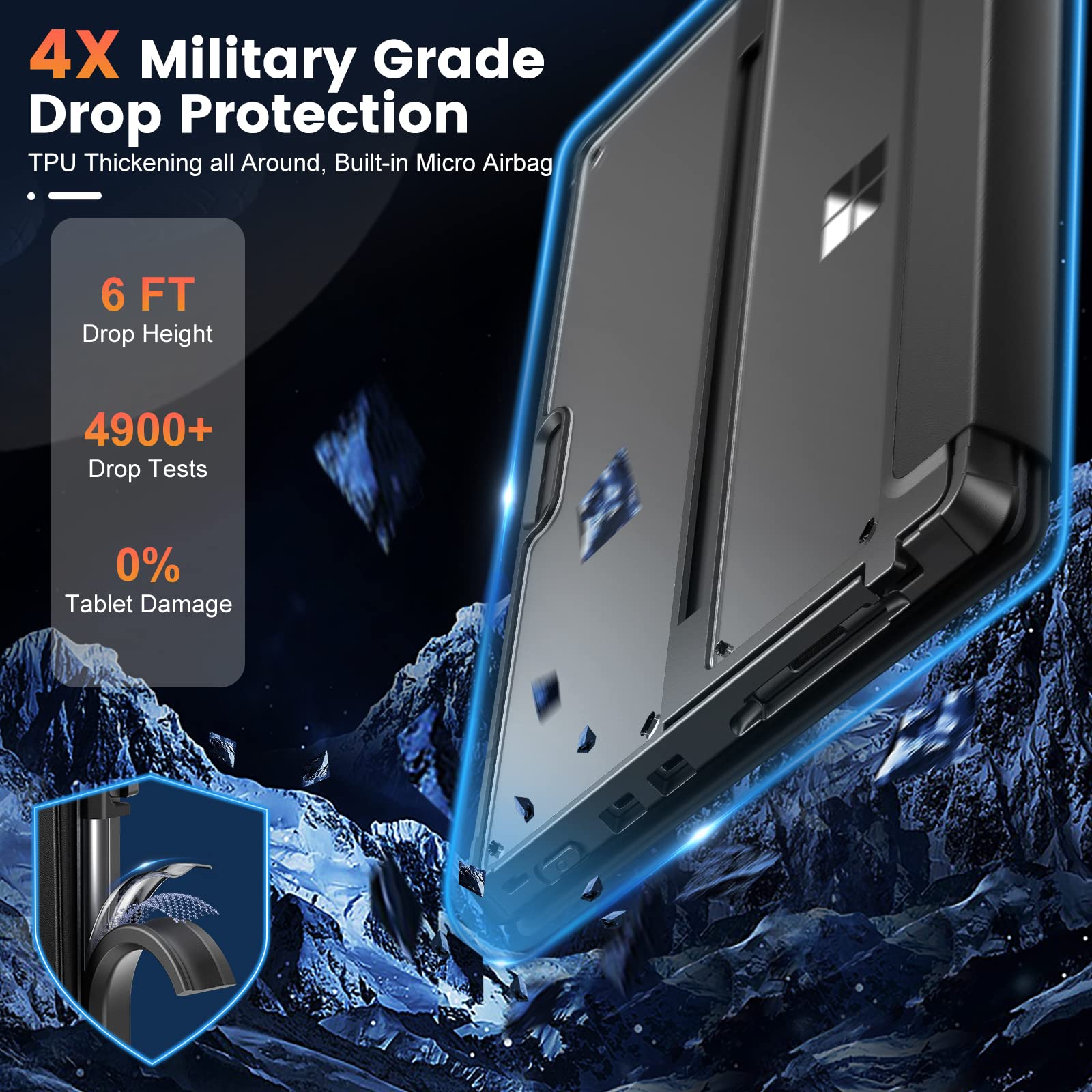 Infiland Microsoft Surface Pro 8 Case And Cover, [Military Grade Drop Protection] [High Clearity Case + Leather Cover] Designed