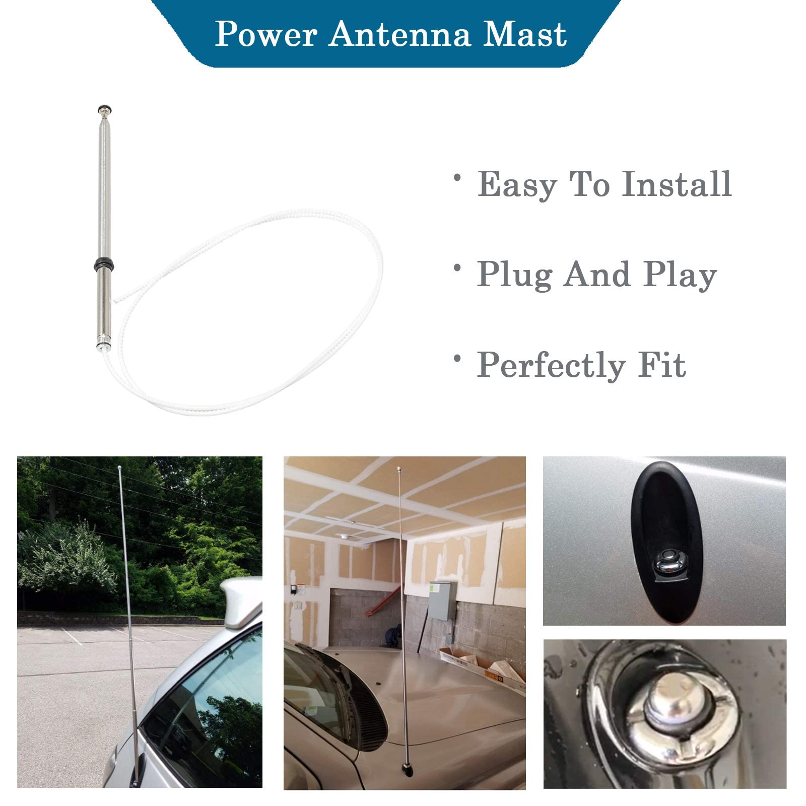 Anina Power Antenna Mast For 1999 2003 Lexus Rx300 Toyota Harrier Xu10 Am/Fm Radio Aerial Replacement Oe# 86337 0W030