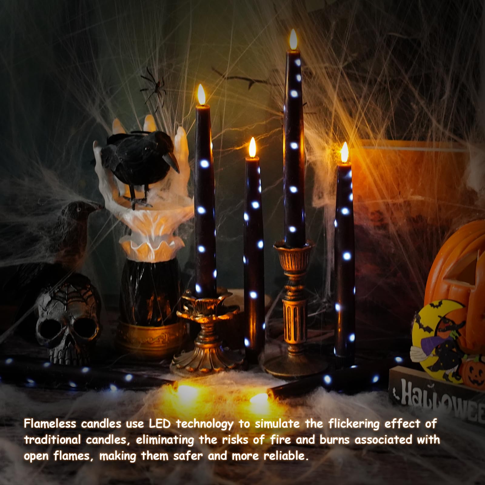 Nimiko Flameless Taper Candles With Star Lights, Remote Control, And Timer Control, Made Of Real Wax, Led Battery-Powered Candle