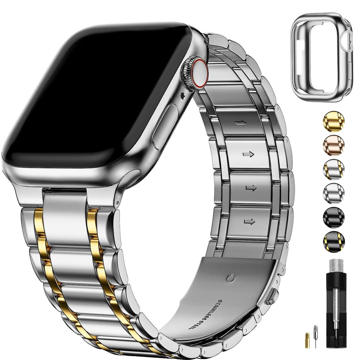 Fullmosa Compatible With Apple Watch Straps 41Mm 40Mm 38Mm Stainless Steel Replacement Iwatch Bands With Tpu Protective Case For