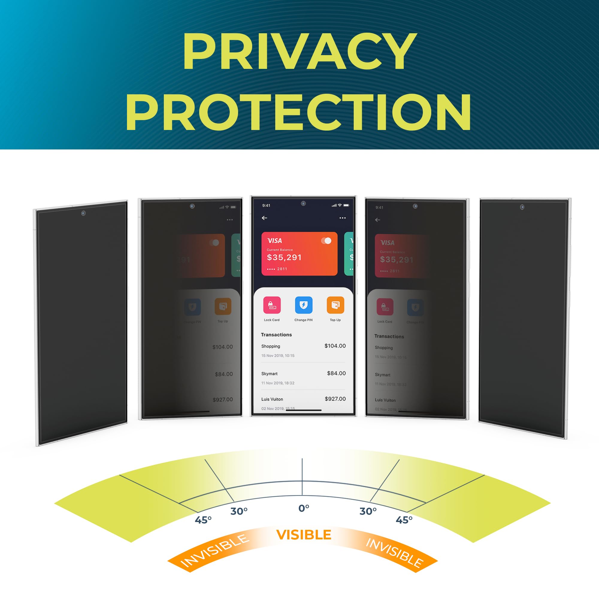 Power Theory Compatible With Samsung Galaxy S24 Ultra Privacy Screen Protector Tempered Glass [Ultra 9H Hardness], 2 Pack, Anti