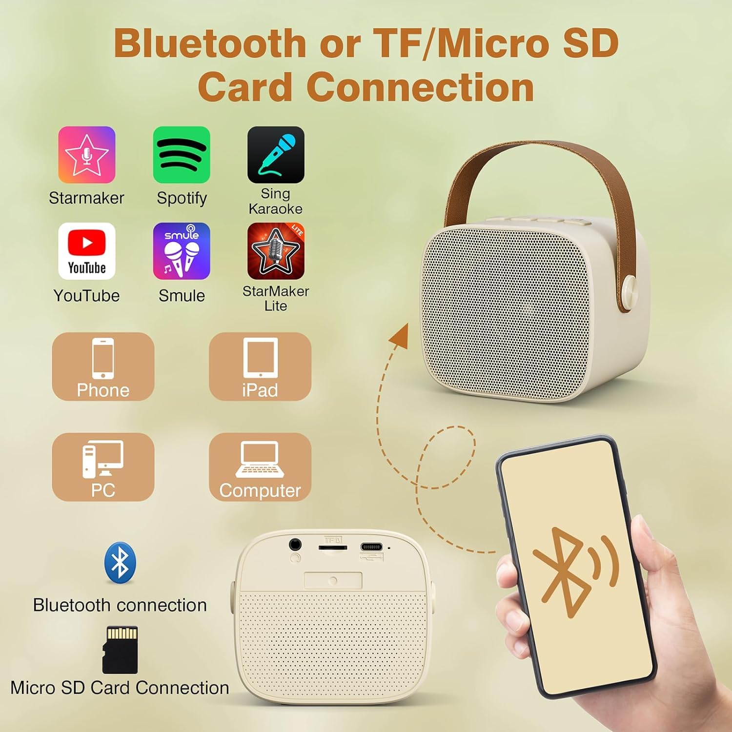 Mini Karaoke Machine For Kids Adults, Portable Bluetooth Karaoke Speaker With 2 Wireless Microphones For Girls Boys 3 11,12+ Yea