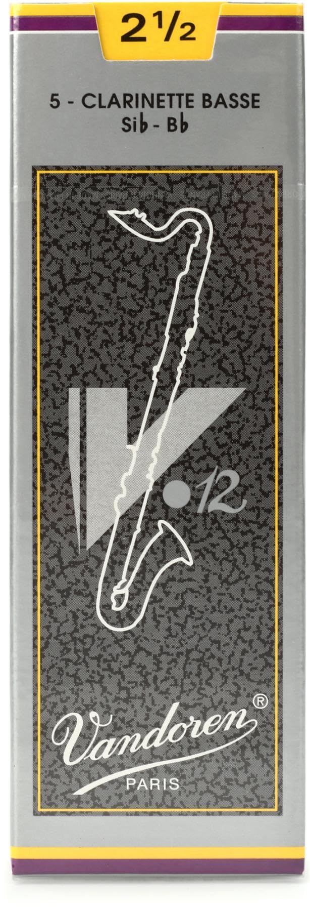 Vandoren Cr6225 Bass Clarinet V.12 Reeds Strength 2.5; Box Of 5, Black