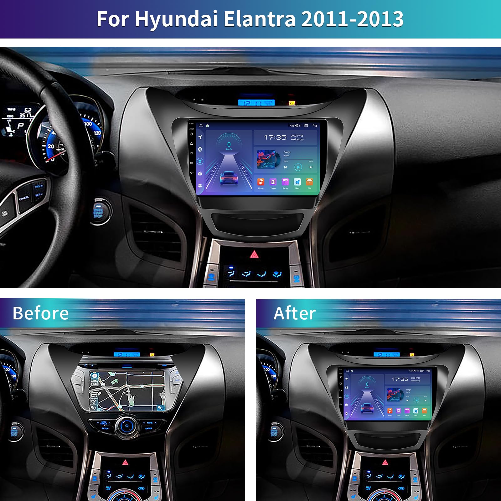 5G Wifi 4Gb+32Gb Car Stereo Upgrade Radio For Hyundai Elantra 2011 2012 2013,9.2 Inch Touch Screen Radio Head Unit With Wireless