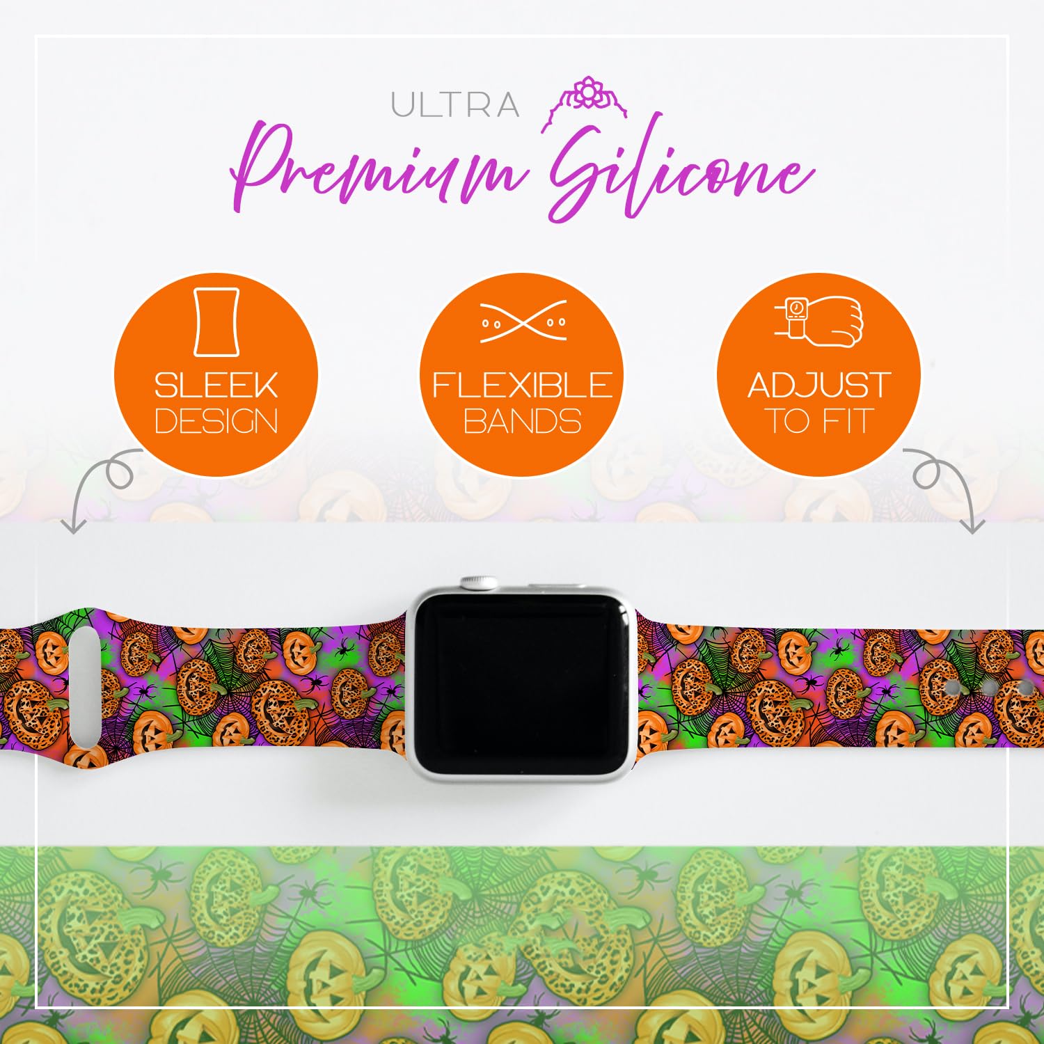Lux Bands Halloween Pumpkin Watch Band   Printed Watch Band Compatible With Apple Watch Bands 38Mm 40Mm 41Mm 42Mm 44Mm 45Mm Sili