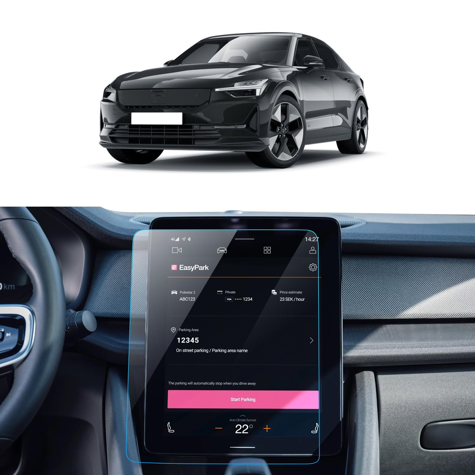 Lantu Car Screen Protector For 2024 2023 2022 2021 Polestar 2(Single Motor/Dual Motor/Bst Edition 270) Accessories Infotainment