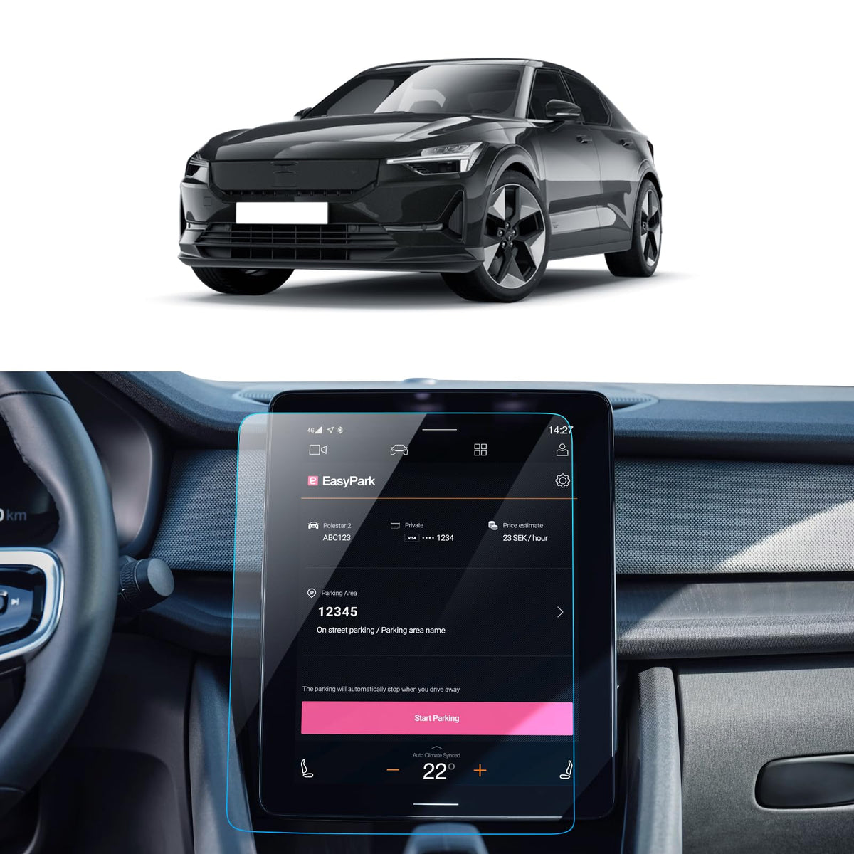 Lantu Car Screen Protector For 2024 2023 2022 2021 Polestar 2(Single Motor/Dual Motor/Bst Edition 270) Accessories Infotainment 