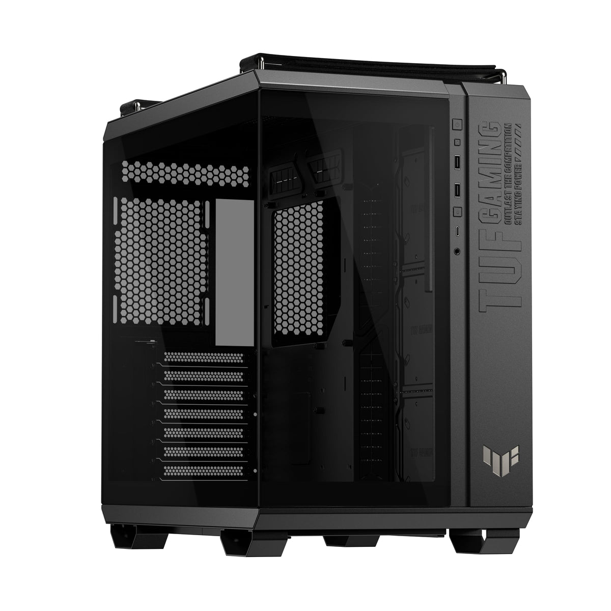 Asus Tuf Gaming Gt502 Horizon Atx Mid Tower Gaming Case (Boundless Panoramic Design, Dual Chamber, Independent Cpu And Gpu Cooli