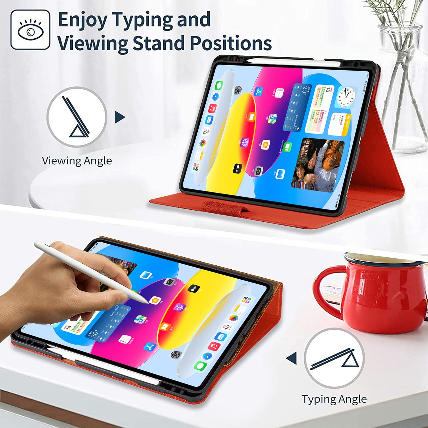 Gexmil Case For Ipad 10Th Generation 2022, Ipad 10.9 Inch Case,Genuine Leather,Made From Real Leather Cowhide Unique Grain Cover