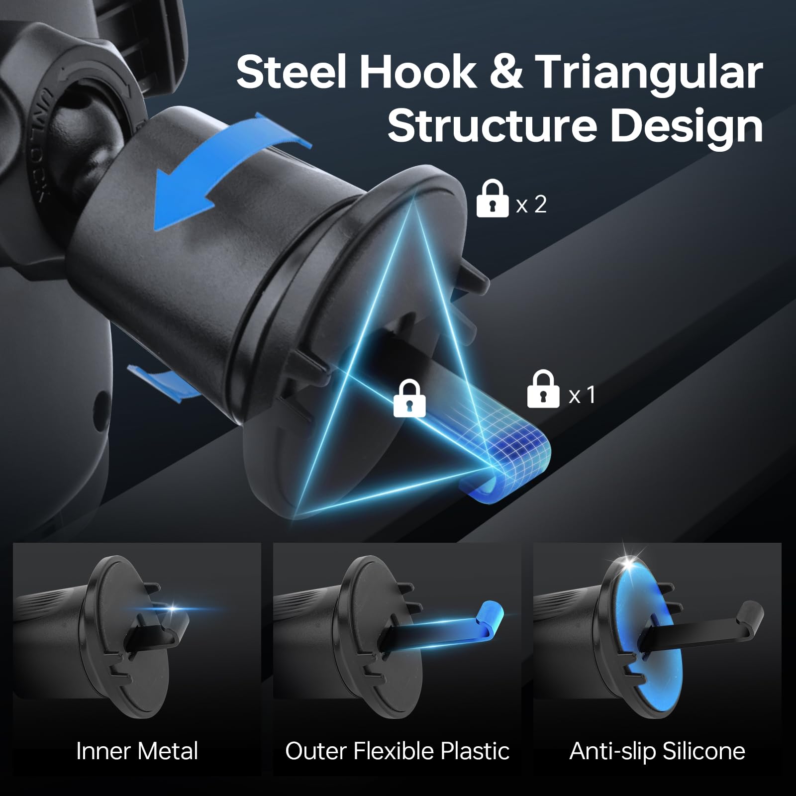 2025 Air Vent Phone Holder With Metal Hooks- 360Rotatable Air Vent Cell Phone Car Mount, Smartphone Holders For Your Car Mount,