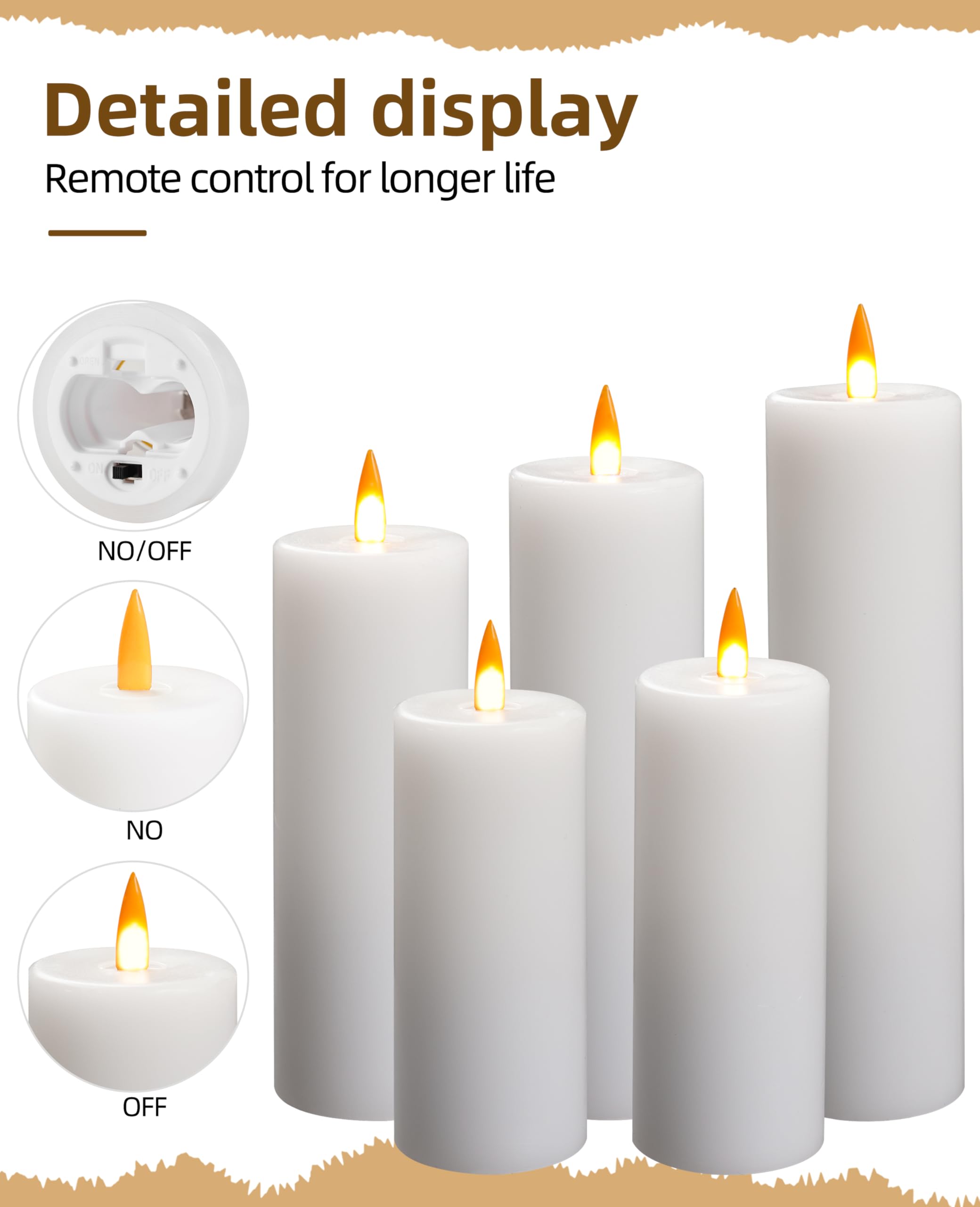 Auemaniliy Flameless Led Candle With Remote Control, 3D Dancing Flame Flickering Candle, Battery Powered Candle, Minimalist Home
